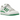 Adidas Forum Low White Green Lucid Pink baskets en profil lateral avec une tige en cuir blanc, des details verts et des lacets