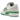 Adidas Forum Low White Green Lucid Pink baskets vue latérale avec empeigne en cuir blanc, détails verts et bride de cheville classique.