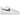 Nike Air Force 1 Low Liquid Metal Swoosh baskets en vue latérale, présentant une empeigne en cuir blanc avec un swoosh argenté métallique brillant.