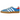 Adidas Gazelle Indoor Olympic Blue baskets vue latérale, avec une empeigne en daim bleu, des bandes blanches classiques et une semelle gomme.