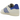 Adidas Samba Humanrace Navy Aluminum baskets vue latérale avec empeigne bleu marine, détails en cuir, lacets et semelle en gomme plate