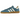 Adidas Handball Spezial Blue White baskets en vue latérale avec suède bleu, bandes latérales en cuir blanc et semelle en gomme.