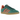 Adidas Gazelle Collegiate Green Preloved Red baskets vue sous un angle avec empeigne en daim vert, détails en cuir rouge et semelle en gomme.