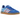 Adidas Gazelle Indoor Blue Semi Pink Spark baskets en vue laterale avec tige en suede bleu, details roses et semelle en gum