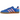 Adidas Gazelle Indoor Blue Semi Pink Spark baskets en vue laterale avec tige en daim bleu, details roses et semelle en gomme