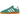 Adidas Handball Spezial Sporty And Rich Green baskets en vue angulaire avec tige en daim vert, détails blancs et une semelle en gomme marron.