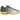 Nike Shox R4 Bright Citron baskets vue latérale avec empeigne argentée, détails noirs et l'emblématique semelle à ressorts Shox