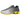 Nike Shox R4 Bright Citron baskets en vue latérale avec une tige argentée, des détails jaunes vifs et l'emblématique semelle amortissante Shox