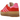 Adidas Gazelle Bold Collegiate Red Lucid Pink baskets de profil avec tige en suède rouge, détails roses et semelle compensée.