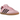 baskets adidas Samba Inter Miami CF Messi Pink vue latérale avec tige en cuir rose iconique, trois bandes distinctives et semelle en gomme