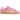 Adidas Handball Spezial Lucid Pink Almost Yellow Gold baskets vue latérale avec empeigne en daim rose, bandes jaunes et semelle en gomme