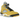 Air Jordan 5 Retro Tokyo T23 baskets vue latérale avec empeigne en nubuck jaune, semelle intermédiaire noire à flammes et semelle translucide