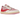 Air Jordan 1 Retro Low OG SP Travis Scott Sail Tropical Pink baskets vue latérale avec un Swoosh inversé, empeigne en cuir clair et détail rose vif.