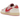 Air Jordan 1 Retro Low OG SP Travis Scott Sail Tropical Pink baskets vue latérale avec empeigne en cuir clair, swoosh rose et semelle détaillée.