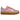 Adidas Gazelle Bold True Pink Gum baskets vue latérale en daim rose avec des bandes blanches et une épaisse semelle en gomme.