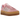 Adidas Gazelle Bold True Pink Gum baskets en vue latérale, présentant une tige en daim rose vif, trois bandes blanches et une semelle gomme classique