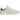 Baskets Adidas Stan Smith Cloud White Green Suede en vue latérale. Chaussure en cuir blanc classique avec talon en daim vert, bandes perforées et lacets blancs.