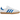Adidas Samba OG White Blue GS baskets vue de profil avec empeigne en cuir blanc, bandes bleues et semelle en gomme classique