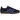 Adidas Gazelle Indoor Core Black Blue baskets en vue latérale avec une tige en daim noir, des bandes bleues et une semelle en gomme
