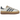 Adidas Gazelle Bold Cream Night Indigo baskets vue latérale avec empeigne crème, bandes bleu marine et semelle plateforme épaisse distincte.