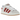 Adidas Campus 00s Crystal White Preloved Ruby baskets vue latérale avec empeigne en cuir blanc, bandes rouges, lacets épais blancs et semelle gomme.