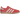 Adidas Gazelle Indoor Crew Red Alumina baskets en profil avec empeigne en daim rouge, rayures blanches classiques et une semelle gomme marron.