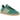 Adidas Handball Spezial Collegiate Green Almost Yellow baskets en vue angulaire avec tige en daim vert, bandes en cuir jaune et semelle en gomme.
