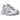 adidas XLG Runner Deluxe Gray baskets en vue laterale avec une tige grise en maille, daim et semelle blanche