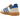 Adidas Handball Spezial Cream White Blue Warm Sandstone baskets en vue latérale avec daim beige, tige en cuir blanc et bandes bleues emblématiques