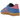 Adidas Gazelle Indoor Blue Bliss Pink baskets, vue latérale avec tige en daim, bandes emblématiques sur le côté et semelle en gomme translucide.