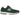 New Balance 2002R Nightwatch Green baskets en vue latérale dynamique avec une empeigne en daim vert foncé, détails blancs et logo N.