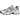New Balance 530 White Silver Green baskets en vue angulaire avec tige en mesh blanc, détails argentés et éléments logo verts