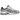 Saucony ProGrid Omni 9 Grey Silver Black baskets en vue latérale avec détails argentés, empeigne en mesh gris et semelle en caoutchouc.