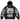 Supreme Warriors Applique Zip Up Hooded Sweatshirt Black sweat-shirt à capuche, vue frontale design noir avec fermeture éclair et logo appliqué.
