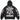 Supreme Warriors Applique Zip Up Hooded Sweatshirt Black vue de face avec capuche, fermeture éclair, logos imposants et tissu noir.
