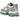 New Balance Abzorb 2000 White Grey Blue baskets profil, montrant une empeigne en cuir et mesh blanc avec des accents gris, un logo bleu et une semelle robuste