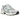 New Balance 530 Silver Metallic Mosaic Green baskets vue latérale avec tige en mesh argenté, détails verts et semelle intermédiaire blanche.