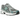 New Balance 740v2 Silver Metallic New Spruce baskets vue latérale avec détails argentés, touches de vert et une semelle épaisse blanche