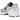 New Balance 740 White Silver Metallic Navy baskets vue latérale avec empeigne en mesh blanc, empiècements argentés, détails marine et semelle blanche.