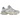 New Balance 9060 Pearl Grey Linen baskets en vue latérale inclinée avec empeigne en mesh beige, détails en cuir gris et semelle sculptée épaisse