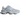 New Balance 9060 Grey Metallic Silver baskets en vue latérale avec empeigne grise, détails argentés, lacets robustes et semelle épaisse amortissante.