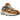 New Balance 9060 Workwear baskets vue angulaire avec tige en cuir marron, détails en mesh gris et semelle sculptée épaisse aux tons beiges.
