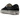 Vans LX Classic Slip-On 98 Pearlized Pack Blackout baskets vue angulaire avec tige noire brillante, surpiqûres blanches et semelle en gomme blanche