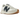 New Balance 327 Moonbeam Outerspace baskets en vue latérale avec empeigne crème, logo N bleu marine et la célèbre semelle à crampons caractéristique.