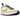 NikeCraft General Purpose Shoe Tom Sachs Bricolage baskets en vue inclinée avec une tige jaune, des lacets bleus et une semelle blanche