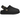 UGG Goldenstar Villa Clog Black baskets en profil lateral avec une tige en daim noir et une semelle épaisse.