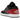 Jordan 1 Low Bred Twist baskets dans un profil latéral classique avec une tige en cuir rouge et noir, des lacets noirs et une semelle blanche