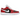 Jordan 1 Low Chicago Flip baskets de profil avec une tige en cuir rouge et blanc, des details noirs et des lacets