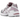 ASICS Gel-1130 White Taro Purple baskets de profil avec une tige en mesh blanc, des details violets et des lacets