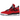 Jordan 4 Retro Toro Bravo baskets en vue laterale avec une empeigne en nubuck rouge, des details noirs et une semelle crantee